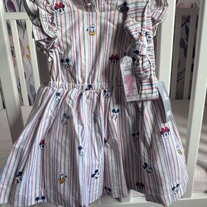 Disney White and Black Flutter Sleeve Sundress with bloomers and headband